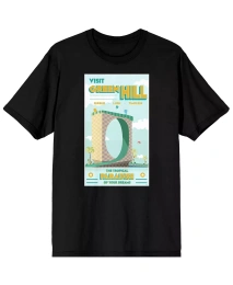 Футболка мужская Sonic The Hedgehog Sonic Mania Game Green Hill Poster Black Graphic Tee-XXL