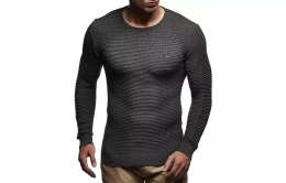 Мужской свитер Leif Nelson, пуловер с капюшоном, базовая толстовка с круглым вырезом, длинный рукав, облегающий крой