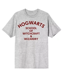 Мужская футболка Harry Potter Hogwarts Simple Text Athletic Heather - большой размер