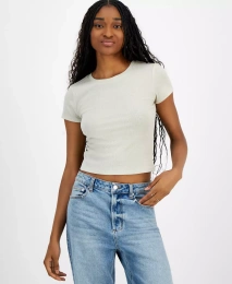 Футболка Madden Girl Juniors с короткими рукавами и металлической нитью