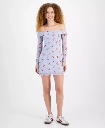 Мини-платье с открытыми плечами из сетки от Tinseltown Juniors