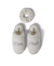 Dearfoams Женские шлепанцы Louise Teddy с набором резинок для волос