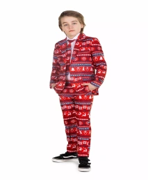 Suitmeister Little and Big Boys Christmas Nordic Pixel Red, комплект из 3 предметов