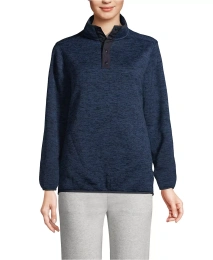 Мужской свитер Lands' End Unisex, флисовый пуловер с застежкой-молнией