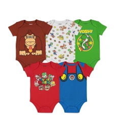 SUPER MARIO Baby Boys Nintendo Donkey Kong Yoshi Mario Lugi Bowser Toad 5 комплектов боди с коротким рукавом для новорожденных