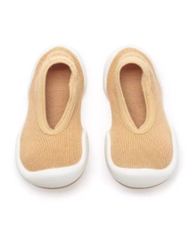 Komuello Младенческая Девочка Мальчик Дышащие Моющиеся Нескользящие Носки Туфли Плоские - Латте