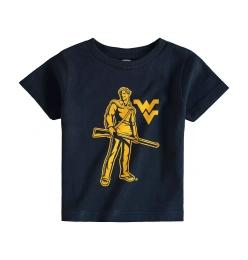 Футболка унисекс для малышей Two Feet Ahead Navy West Virginia Mountaineers с большим логотипом