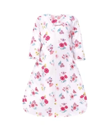 Hudson Baby Baby Girls Hudson Длинный рукав плюшевый искусственный мех спальный мешок, носимое одеяло, бабочка цветочный, 12-18 месяцев