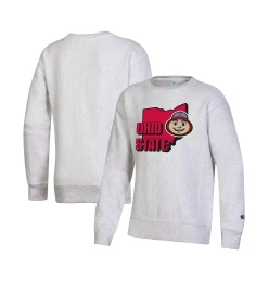 Champion Big Boys Heather Gray Ohio State Buckeyes Толстовка-пуловер с обратным переплетением