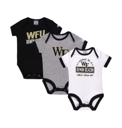 Комплект из трех боди Champion Infant Boys and Girls Black, Heather Grey Wake Forest Demon Deacons I Wanna Be