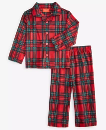Комплект пижам для всей семьи Holiday Lane Toddler Brinkley Plaid Notch Collar, созданный для Macy's