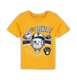 Outerstuff Toddler Boys and Girls Gold Milwaukee Brewers Ball Boy Футболка
