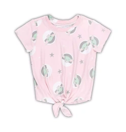 Футболка Mad Engine для мальчиков и девочек розового цвета с надписью «Мандалорец» «Малыш Йода просто парит»