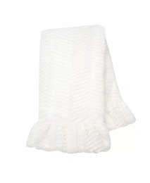 Детское одеяло Lambs & Ivy Signature White Ruffled Lux Minky/Jersey Chevron