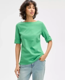 Стиль & Co Petite Хлопковый топ с рукавами до локтя и вырезом-лодочкой