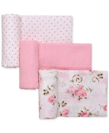Little Me Baby Girls 3 шт. Комплект из муслиновых одеял в винтажном стиле с розовым принтом