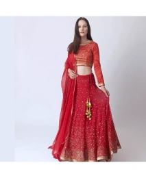 RAAS женские красные блёстки Lehenga Choli