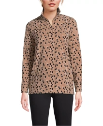 Женский пуловер Lands' End Petite Anyweather из флиса с застежкой-молнией на четверть длины