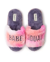 Dearfoams Girls Lana Fuzzy Slide Slipper Bird