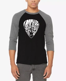 Футболка мужская LA Pop Art с рукавами реглан и медиатором для гитары, бейсбольная, с надписью Word Art