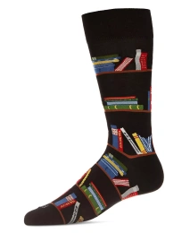 Носки мужские MeMoi Bookshelf Bibliophile Rayon from Bamboo Novelty Crew Socks