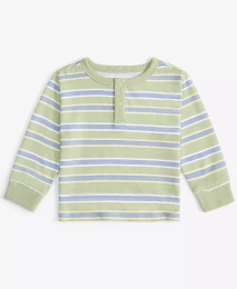 Футболка-хенли с длинными рукавами и полосками для мальчиков First Impressions Baby Boys, созданная для Macy's