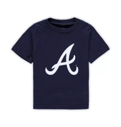 Футболка Outerstuff Infant Boys and Girls Navy Atlanta Braves Team Crew Primary с логотипом