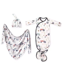 Шапка-узел с принтом «Медный жемчуг» для малышей Jo, вязаное одеяло и платье с узлом