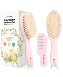 KeaBabies Baby Hair Brush and Comb Set, Овальный деревянный детский набор щеток для новорожденных, младенцев, набор для ухода за малышами