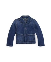 Куртка свободного кроя из хлопкового денима с логотипом Polo Ralph Lauren для малышей и маленьких девочек