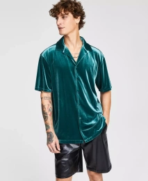 Мужская рубашка Tinsel Velvet с коротким рукавом и пуговицами спереди