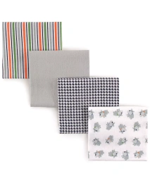 Одеяла Luvable Friends Baby Boy из хлопка и фланели для новорожденных, набор из 4 штук, один размер