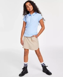 Nautica Big Girls Uniform с коротким рукавом, рубашка-поло Interlock и шорты для скутера Performance
