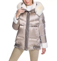 Женская стеганая куртка Julia & Stella By Maximilian с отделкой из овчины