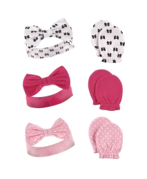 Hudson Baby Baby Girls Hudson Хлопковая повязка на голову и варежка-царапка, комплект из 6 предметов, единорог, 0-6 месяцев