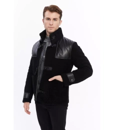 Мужская куртка Furniq UK из натуральной кожи, черная