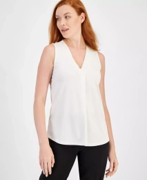 Женский топ Anne Klein без рукавов с V-образным вырезом и складками спереди