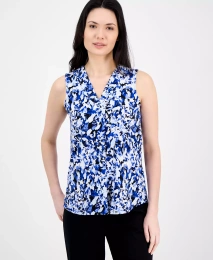 Женский топ Anne Klein без рукавов с принтом и V-образным вырезом