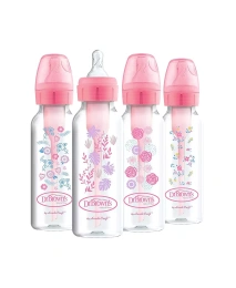 Узкие детские бутылочки Dr. Browns Baby Anti-Colic Options+, 8 унций, 4 шт., розовые цветы