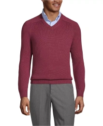 Мужской свитер Lands' End из хлопка и модала с V-образным вырезом