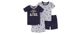 Пижамный комплект Gerber для мальчиков, топ и шорты, 4 предмета, машинки