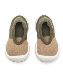 Komuello Младенческая Девочки Мальчик Дышащие Моющиеся Нескользящие Носки Туфли Плоские Цветные Блоки Оливковый