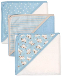 Полотенце с капюшоном и мочалка для мальчиков Jessica Simpson Baby, комплект из 6 предметов