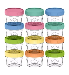 Контейнеры для хранения детского питания KeaBabies 12 шт., 4 унции, герметичные, стеклянные банки для детского питания без содержания бисфенола А для кормления