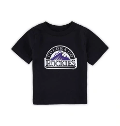 Футболка Outerstuff Infant Boys and Girls Black Colorado Rockies Team Crew Primary с логотипом