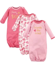 Хлопковые платья с длинными рукавами для девочек Luvable Friends Baby Girls, 3 пары, Dreamer, 0-6 месяцев