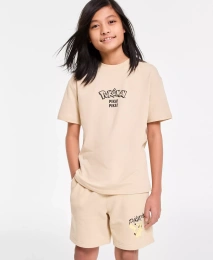 Футболка с короткими рукавами с принтом «Pika Pika» для маленьких и больших мальчиков «Pokemon»