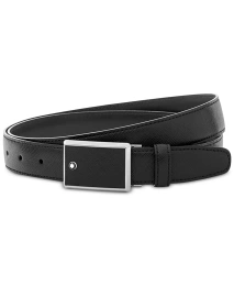 Мужской ремень Montblanc Rectangular Framed Black Saffiano Printed Leather & Stainless Steel Plated Buckle Buckle 114421
