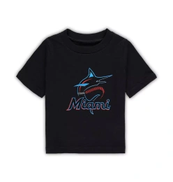 Футболка Outerstuff Infant Boys and Girls Black Miami Marlins Team Crew Primary Logo