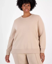 ID Ideology Плюс Размер Флисовый Круглый Вырез Пуловер Топ